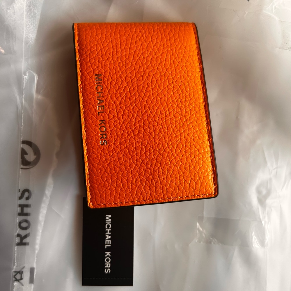 Michael Kors Bright Orange Card Holder - Picture 2 of 3